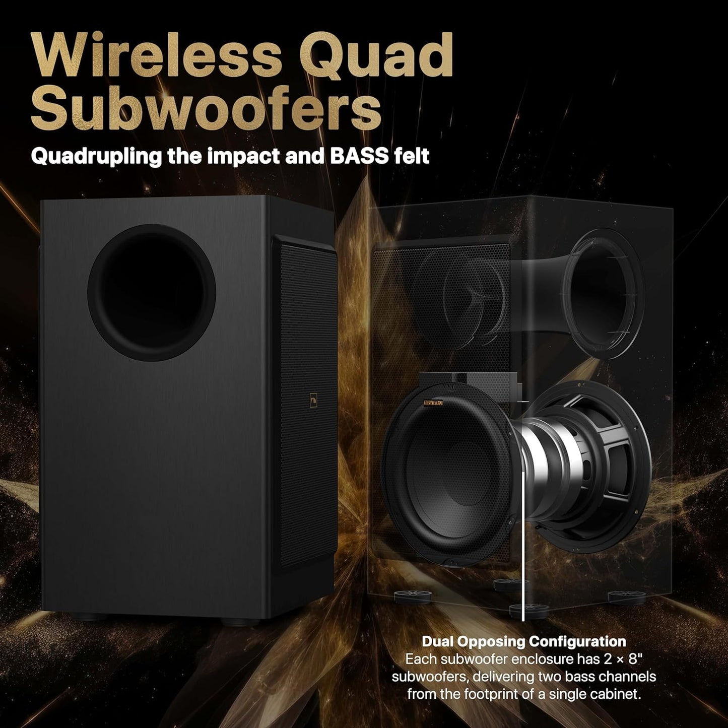 Nakamichi DRAGON Home Surround Sound System (With Dual-Opposing 8" Subs)