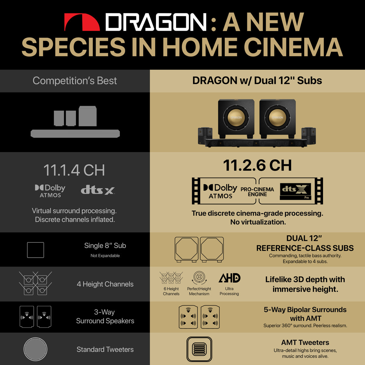 Nakamichi DRAGON Home Surround Sound System (With Dual 12