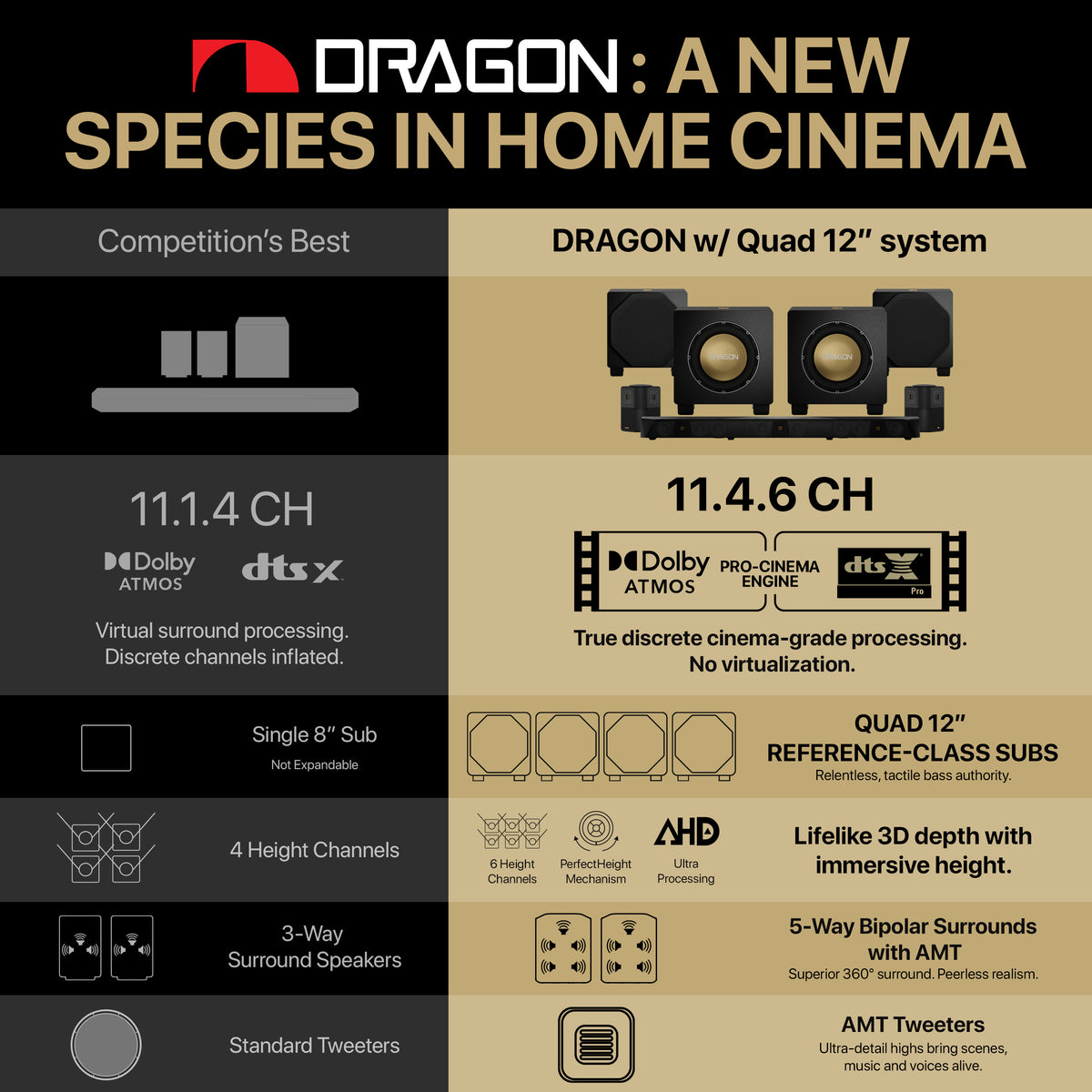 Nakamichi DRAGON Home Surround Sound System (With Quad 12