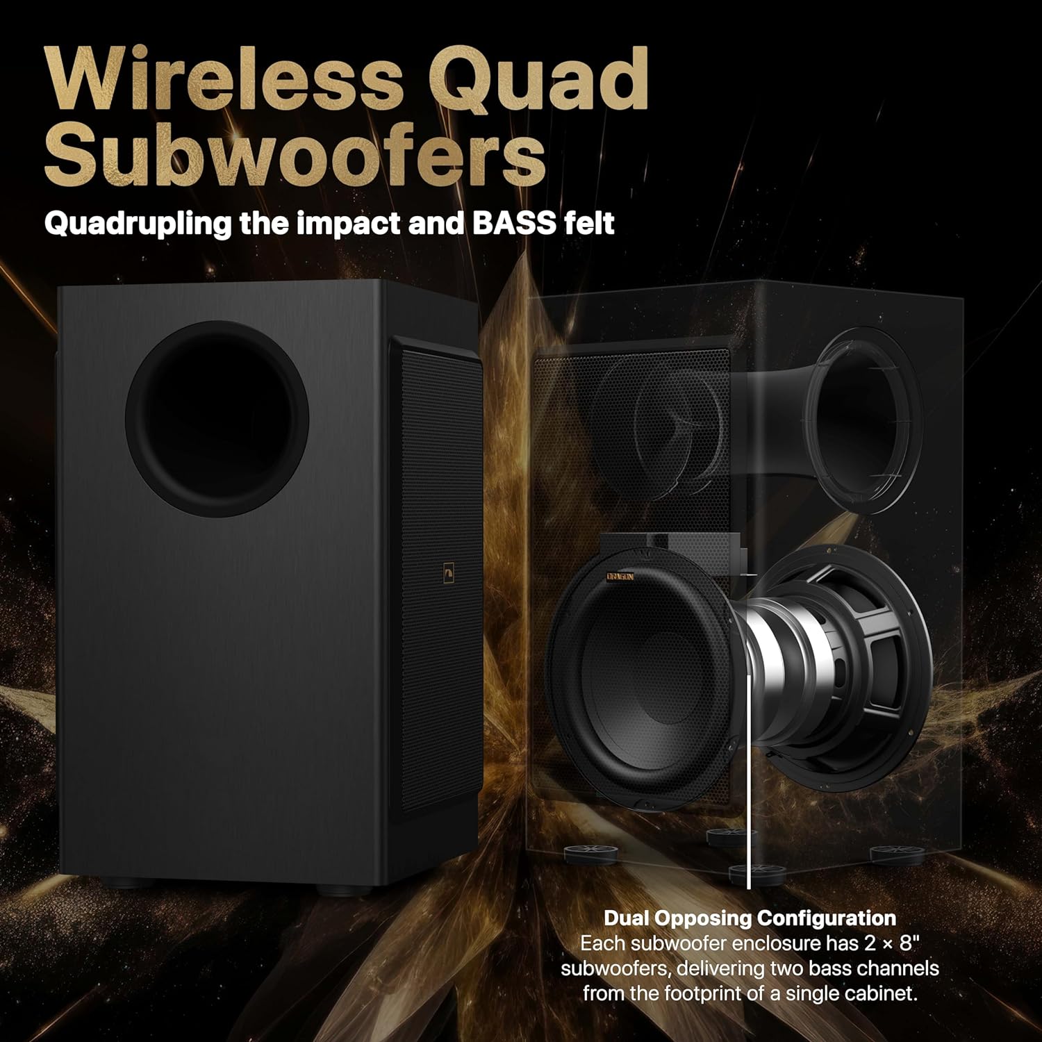 Nakamichi DRAGON Home Surround Sound System (With Dual-Opposing 8" Subs)